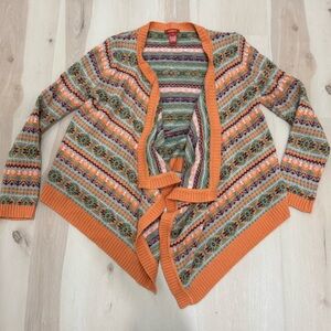 Sundance Folkloric Fair Isle Small Shawl Wrap Cardigan Sweater Cashmere Wool